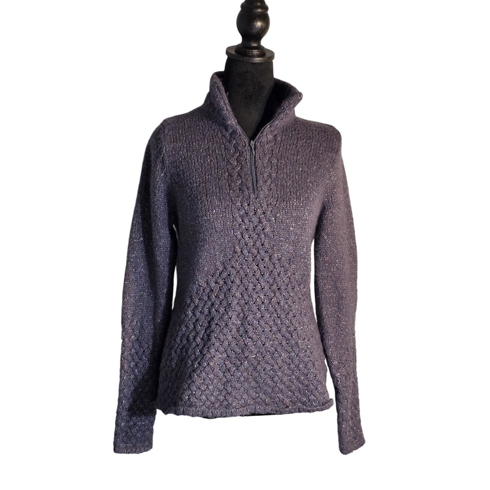 Royal Robbins Women's Purple Quarter-Zip High Neck Sweater Large